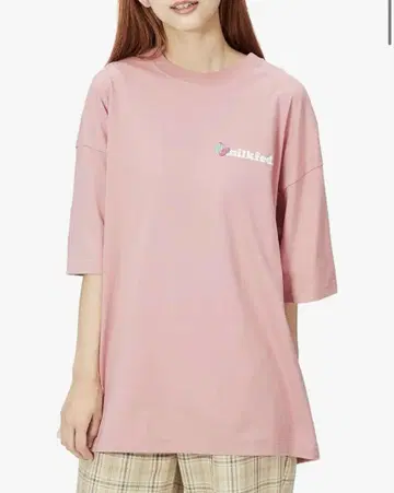 [ 배송비 포함 ] MILKFED. 라이트핑크 와이드T셔츠 체리