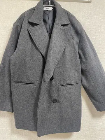 그레이 체스터 코트 울 혼방