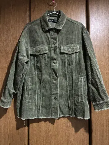 ZARA 자라 코듀로이 자켓 카키 오버 사이즈