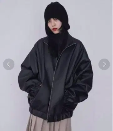 fekete 스탠드넥 가죽 블루종