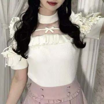 meltie 멜티 반짝이는 프릴 썸머 니트 아이보리