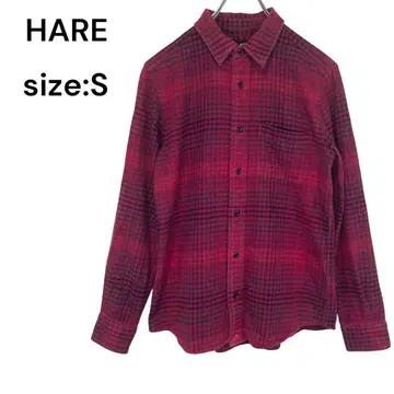 HARE 하레 셔츠 상의 체크 무늬 긴팔 S 멋진