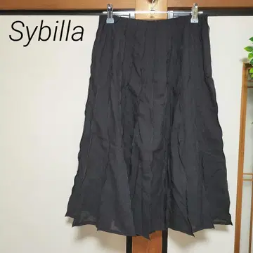 시빌라 블랙 스커트 일본제 심플 L 사이즈