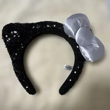 고양이 귀 머리띠 스팽글 블랙