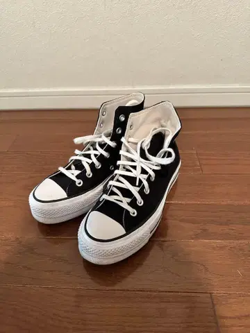 새상품급 Converse 한국 통굽 하이컷 스니커즈 23.5cm 블랙
