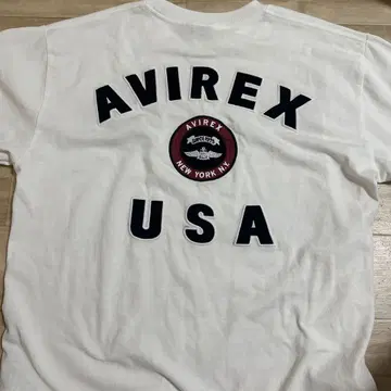 아비렉스 AVIREX T셔츠 자수 아치 로고 화이트