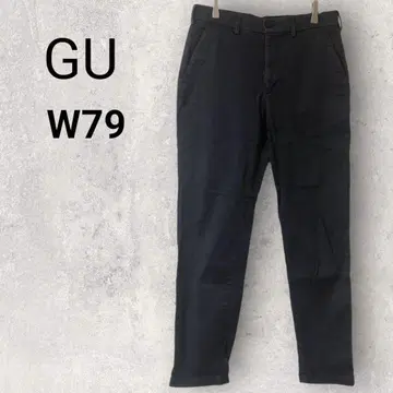 GU 지유 남성용 스트레치 슬림 치노 79cm 블랙 테이퍼드