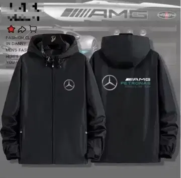 AMG 후드 부착 나일론 자켓 블랙