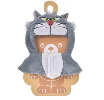 고양이 머리 후드 부착 봉제 인형 키링 포함