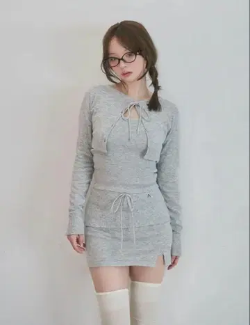 Andmary Veronika knit set up gray
