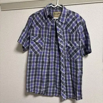 Wrangler 웨스턴 반팔 셔츠 퍼플 계열 체크