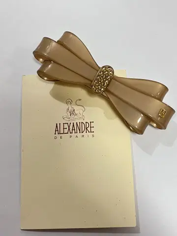 ALEXANDRE DE PARIS 베이지 리본 머리핀 대
