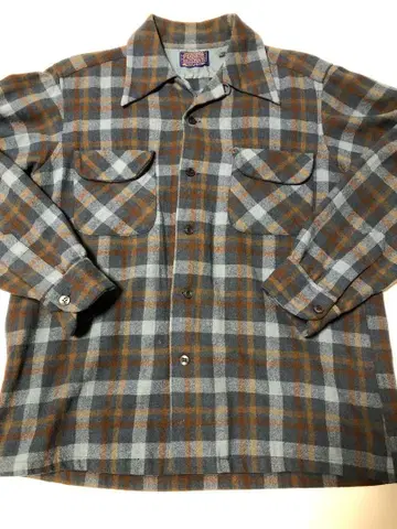 70s PENDLETON 보드 셔츠 옴브레 박스 USA제