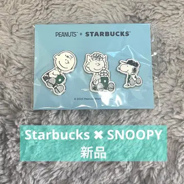 레어 PEANUTS + STARBUCKS 3종 핀 배지 세트