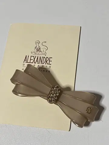 ALEXANDRE DE PARIS 베이지 리본 헤어 클립