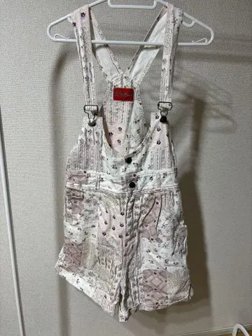 구제 의류 꽃무늬 숏 오버롤