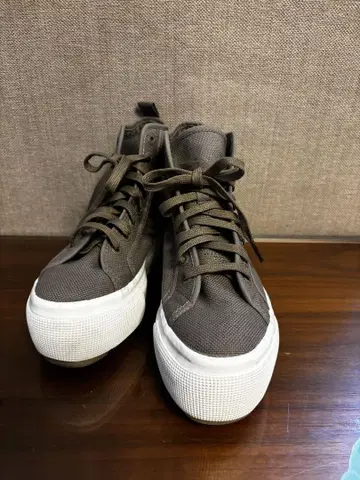 SUPERGA 올리브 그린 하이컷 스니커즈 통굽