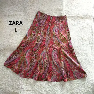ZARA 새상품급 프린트 페이즐리 플레어 리조트 롱 스커트