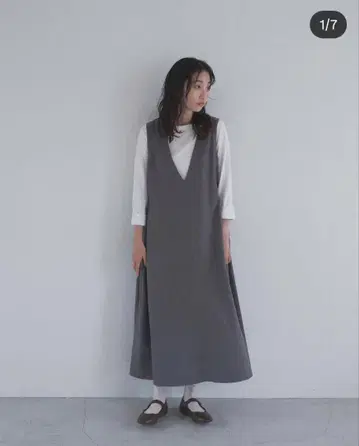 foufou 그레이 오버롤 스커트 v neck jumper skirt