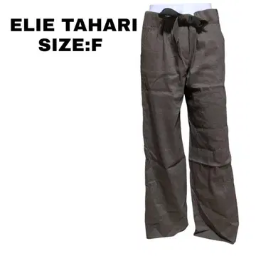 ELIE TAHARI 와이드 팬츠 리본 벨트 브라운 F