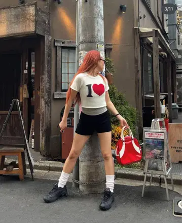 I heart 디자인 니트T셔츠