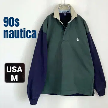 90s 노티카 코튼 트윌&저리 풀오버 셔츠 USA 남성용 M