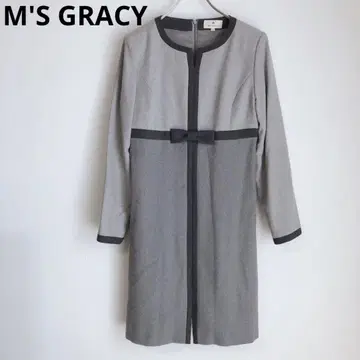 엠즈 그레이시 긴팔 원피스 무릎 기장 원피스 고급 모직 리본 그레이 11