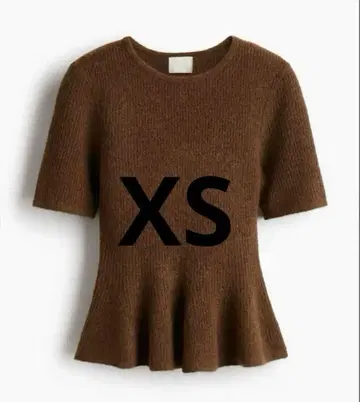 H&M RIB-KNIT PEPLUM TOP 브라운  XS