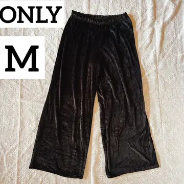 ONLY [ M ] 와이드 팬츠 벨로아 블랙 플리스 블랙 루즈핏