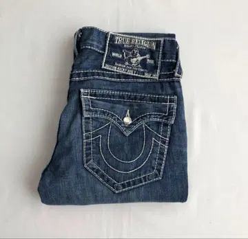 TRUE RELIGION RICKY BIG T 데님 팬츠 화이트 스티치