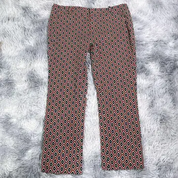 ZARA [ L ] 여성용 하의 팬츠 레드 기하학 패턴 빅 사이즈