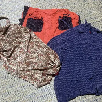 에이프런 캐주얼 포켓 부착 아이템 (빨간색, 네이비, 꽃무늬)