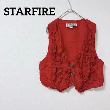 STARFIRE 프릴 레드 베스트 빈티지 레드 베스트 빨간색
