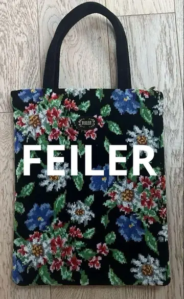 미사용 FEILER 꽃무늬 셔닐 토트백