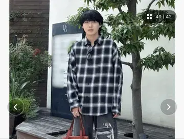 ajouter flow 코스모스 자수 옴브레 체크 셔츠