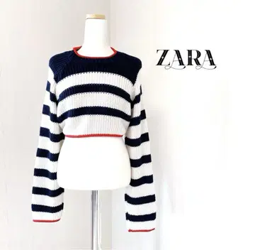 ZARA 자라 스트라이프 크롭 니트 스웨터