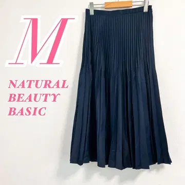 NATURAL BEAUTY BASIC 네이비 플레어 스커트 M 플리츠