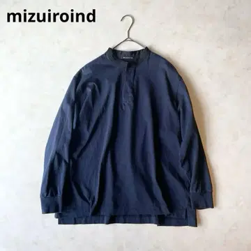 mizuiroind 스탠드 카라 풀오버 긴팔 T셔츠 네이비