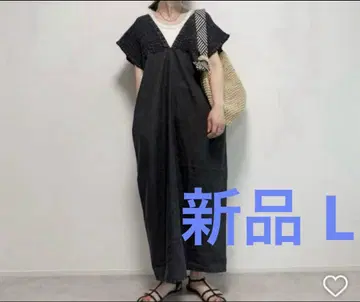 새상품 시마무라 셔링 데님 원피스 블랙 L 사이즈
