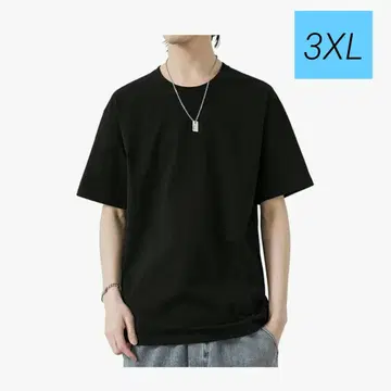 남성용 블랙 크루넥 T셔츠 5매 3XL 면 100% 빅 사이즈