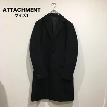 ATTACHMENT 싱글 브레스 롱 코트 체스터 코트 블랙