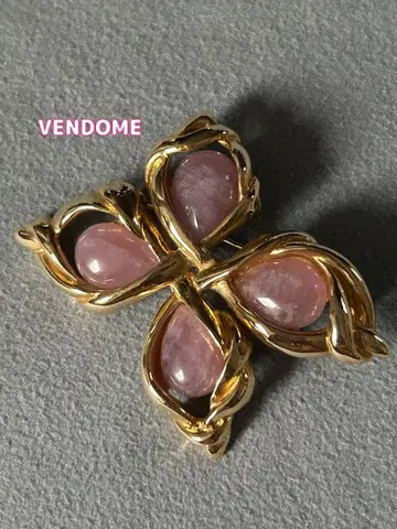 VENDOME 꽃 브로치 골드/핑크