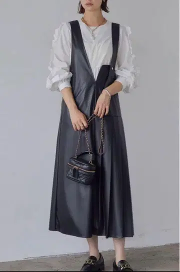 Frene 프라네 비대칭 가죽 점프스커트 원피스 M