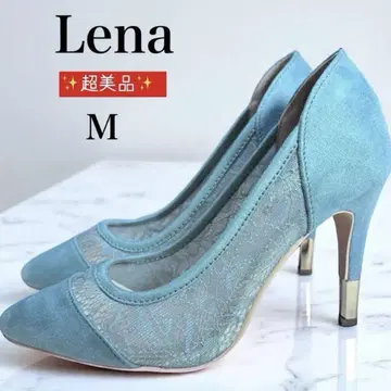 컨디션 최상 Lena 자수 레이스 하이힐 스웨이드 23.5cm 펌프스