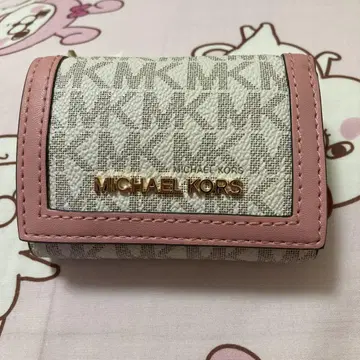 MICHAEL KORS 3단 폴더형 지갑 핑크/베이지