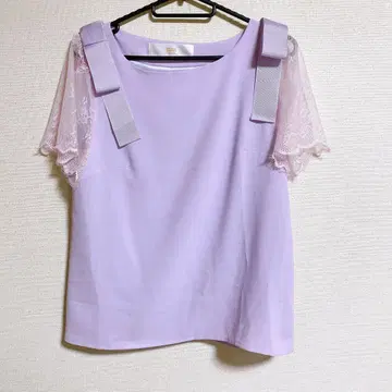 tocco closet 숄더 리본 레이스 라벤더 블라우스