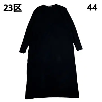 빅 사이즈 23구 비스코스 스트레치 리브 소매 원피스 블랙 44 2XL
