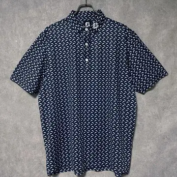 FootJoy 풋조이 돌고래 올 패턴 반팔 피케 셔츠 네이비 2XL