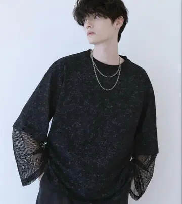 LILL 빈티지 메쉬 페이크 레이어드 티셔츠