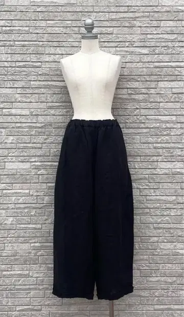 사만사 모스모스 루미네 타치카와점 한정판 린넨 밑단 프릴 팬츠 블랙